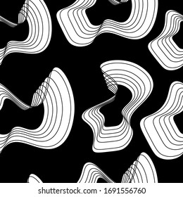 Optical art abstract background wave design. Black and white seamless pattern.