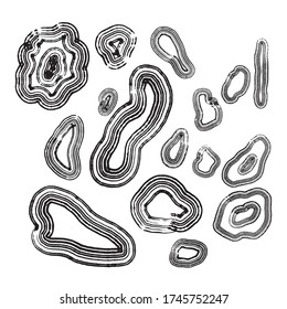 Diseño de ondas de fondo abstractas de arte óptico en blanco y negro. Pista de mármol de piedra. Afiche abstracto minimalista.