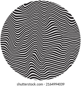 diseño de onda de fondo abstracto de arte óptico en blanco y negro. textura ondulada a rayas.