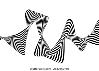 Optical art abstract background. Wave design black and white.