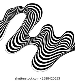 Optical art abstract background. Wave design black and white.