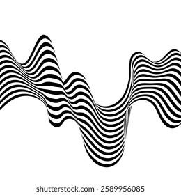 Optical art abstract background. Wave design black and white.