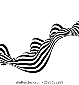 Optical art abstract background. Wave design black and white.