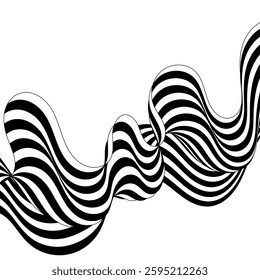 Optical art abstract background. Wave design black and white.