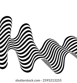 Optical art abstract background. Wave design black and white.