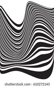 optical art abstract background wave design black and white