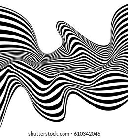 optical art abstract background wave design black and white