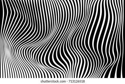 optical art abstract background wave design black and white