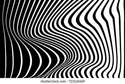 optical art abstract background wave design black and white