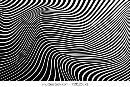 optical art abstract background wave design black and white