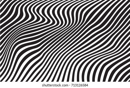 optical art abstract background wave design black and white