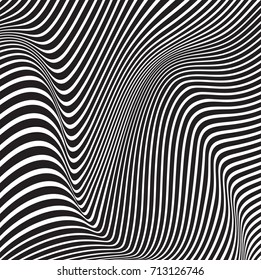 optical art abstract background wave design black and white
