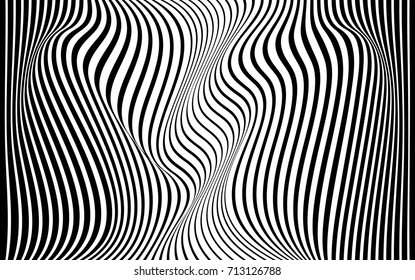 optical art abstract background wave design black and white