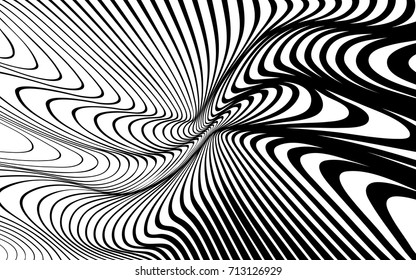 optical art abstract background wave design black and white