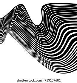 optical art abstract background wave design black and white