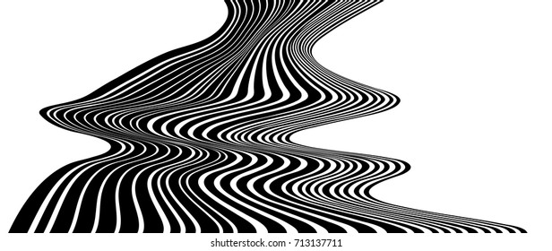 optical art abstract background wave design black and white