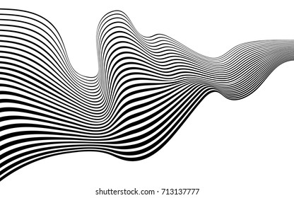 optical art abstract background wave design black and white