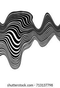 optical art abstract background wave design black and white