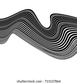 optical art abstract background wave design black and white