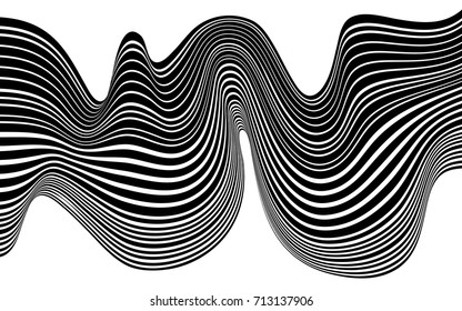 optical art abstract background wave design black and white