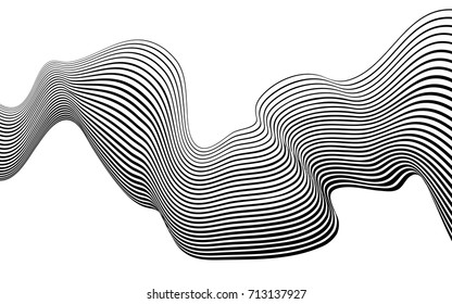 optical art abstract background wave design black and white