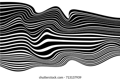 optical art abstract background wave design black and white