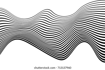 optical art abstract background wave design black and white