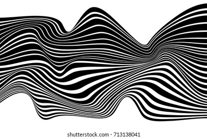 optical art abstract background wave design black and white