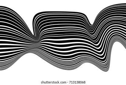 optical art abstract background wave design black and white