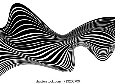 optical art abstract background wave design black and white