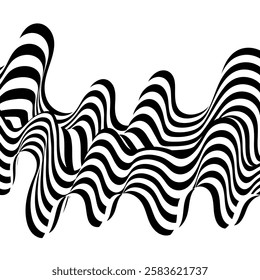 Optical art abstract background waves design black and white.