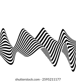 Optical art abstract background waves design black and white.