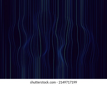 Optical Art Abstract Blue Light Lines Background. Stripes Wave Design. Vector Illustration.