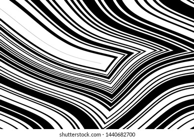 Optical art background. Abstract Black and White line art. Vector illustration. Digital image with a psychedelic stripes.