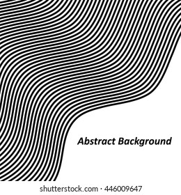 Optical Art Background Black Wave Design Over White Background. Wave Effect Stripe. 