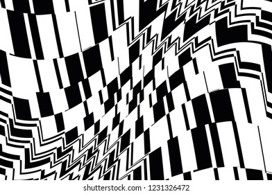  Optical art background. Design black and white. Digital image with a psychedelic stripes. Vector illustration  