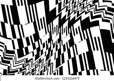  Optical art background. Design black and white. Digital image with a psychedelic stripes. Vector illustration  