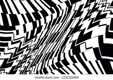  Optical art background. Design black and white. Digital image with a psychedelic stripes. Vector illustration  
