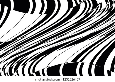  Optical art background. Design black and white. Digital image with a psychedelic stripes. Vector illustration  