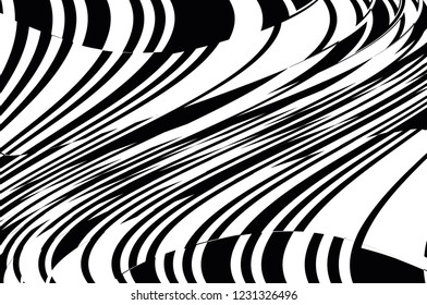  Optical art background. Design black and white. Digital image with a psychedelic stripes. Vector illustration  