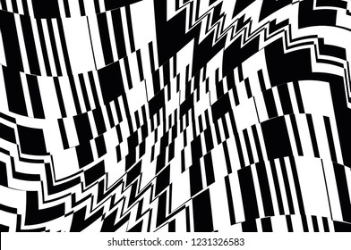  Optical art background. Design black and white. Digital image with a psychedelic stripes. Vector illustration  