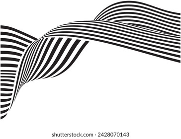 Optical art background, geometric wave design, black and white,Vector wave stripes abstract background.