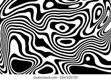 Optical art background, geometric wave design, black and white,Vector wave stripes abstract background.