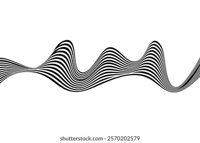 Optical art background, geometric wave design, black and white,Vector wave stripes abstract background.