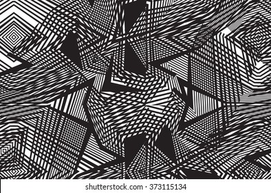 optical art background, op art, black and white design straiight lines and shapes
