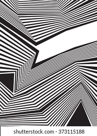 optical art background, op art, black and white design straiight lines and shapes