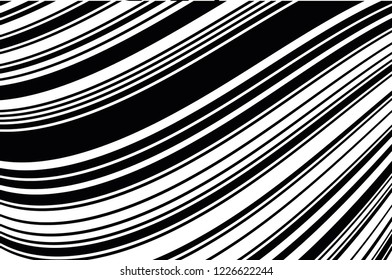 Optical art background. Wave design black and white. Digital image with a psychedelic stripes. Vector illustration Abstract pattern. Texture with wavy, curves lines.