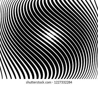 Optical art background. Wave design black and white. Digital image with a psychedelic stripes. Vector illustration  Abstract pattern. Texture with wavy, curves lines.