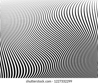 Optical art background. Wave design black and white. Digital image with a psychedelic stripes. Vector illustration  Abstract pattern. Texture with wavy, curves lines.