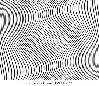 Optical art background. Wave design black and white. Digital image with a psychedelic stripes. Vector illustration  Abstract pattern. Texture with wavy, curves lines.